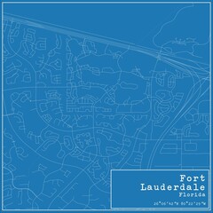 Blueprint US city map of Fort Lauderdale, Florida.