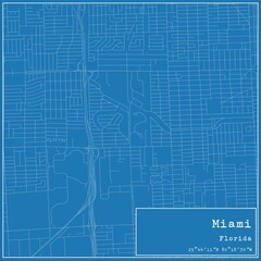 Fototapeta premium Blueprint US city map of Miami, Florida.