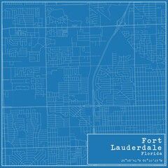 Blueprint US city map of Fort Lauderdale, Florida.