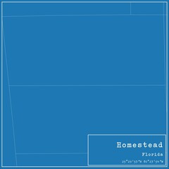 Blueprint US city map of Homestead, Florida.