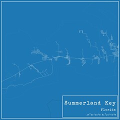 Blueprint US city map of Summerland Key, Florida.