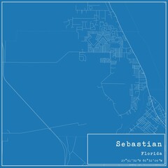 Blueprint US city map of Sebastian, Florida.