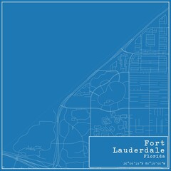 Blueprint US city map of Fort Lauderdale, Florida.