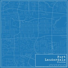 Blueprint US city map of Fort Lauderdale, Florida.