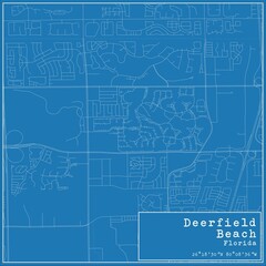 Blueprint US city map of Deerfield Beach, Florida.