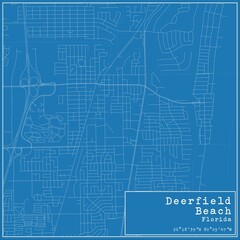 Blueprint US city map of Deerfield Beach, Florida.