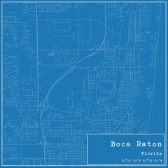 Blueprint US city map of Boca Raton, Florida.