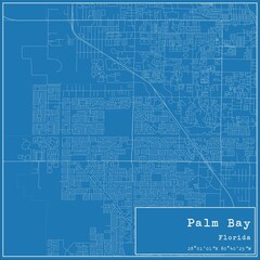 Blueprint US city map of Palm Bay, Florida.