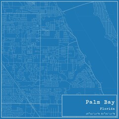Blueprint US city map of Palm Bay, Florida.