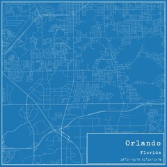 Fototapeta premium Blueprint US city map of Orlando, Florida.