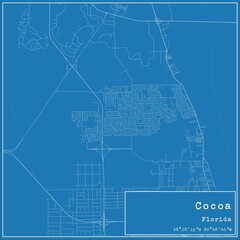 Blueprint US city map of Cocoa, Florida.