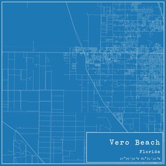 Blueprint US city map of Vero Beach, Florida.