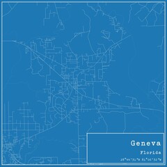 Blueprint US city map of Geneva, Florida.