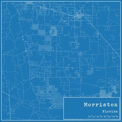 Blueprint US city map of Morriston, Florida.