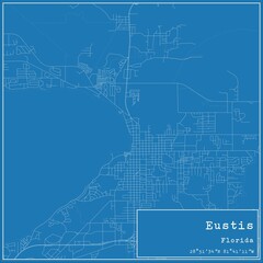 Blueprint US city map of Eustis, Florida.