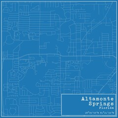 Blueprint US city map of Altamonte Springs, Florida.