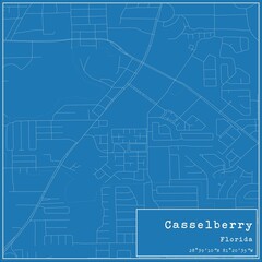 Blueprint US city map of Casselberry, Florida.