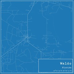 Blueprint US city map of Waldo, Florida.