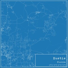 Blueprint US city map of Eustis, Florida.