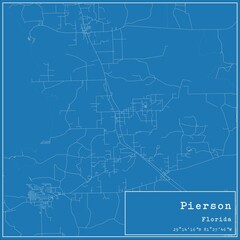 Fototapeta premium Blueprint US city map of Pierson, Florida.