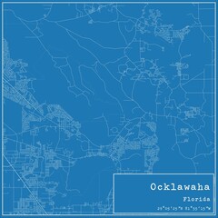 Blueprint US city map of Ocklawaha, Florida.