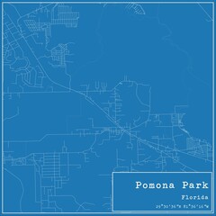 Blueprint US city map of Pomona Park, Florida.