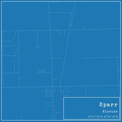 Blueprint US city map of Sparr, Florida.