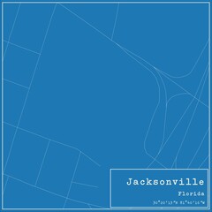 Blueprint US city map of Jacksonville, Florida.