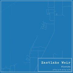 Blueprint US city map of Eastlake Weir, Florida.