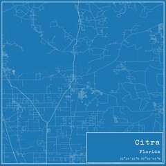 Blueprint US city map of Citra, Florida.