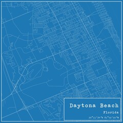 Blueprint US city map of Daytona Beach, Florida.
