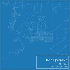 Blueprint US city map of Georgetown, Florida.