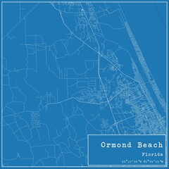 Blueprint US city map of Ormond Beach, Florida.