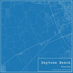 Blueprint US city map of Daytona Beach, Florida.