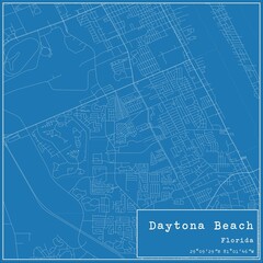 Blueprint US city map of Daytona Beach, Florida.