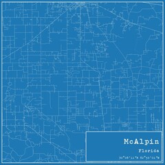 Fototapeta premium Blueprint US city map of McAlpin, Florida.