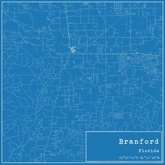 Blueprint US city map of Branford, Florida.