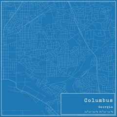 Blueprint US city map of Columbus, Georgia.