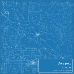 Blueprint US city map of Jasper, Florida.