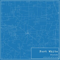 Blueprint US city map of Fort White, Florida.