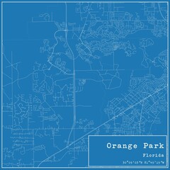 Blueprint US city map of Orange Park, Florida.
