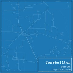 Blueprint US city map of Campbellton, Florida.