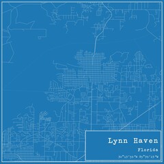 Blueprint US city map of Lynn Haven, Florida.