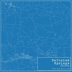 Blueprint US city map of Defuniak Springs, Florida.