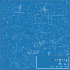 Blueprint US city map of Chipley, Florida.