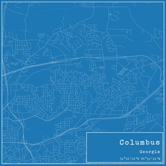 Blueprint US city map of Columbus, Georgia.