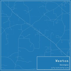 Blueprint US city map of Weston, Georgia.