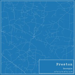 Blueprint US city map of Preston, Georgia.