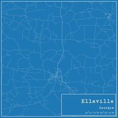 Blueprint US city map of Ellaville, Georgia.