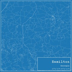 Blueprint US city map of Hamilton, Georgia.